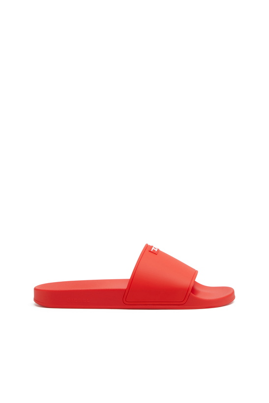 Photo: Diesel Sa-Swim-Rubber pool slides with D logo - Slides Mens in Red