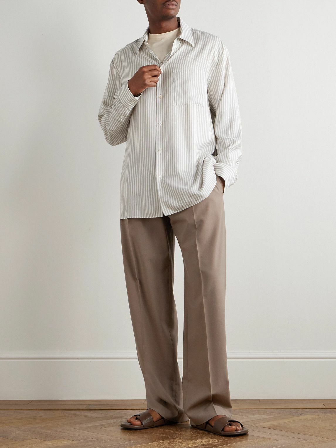 The Row - Mikeno Straight-Leg Pleated Wool Suit Trousers