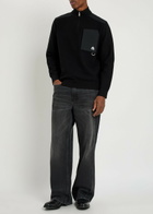 Moose Knuckles Lowan Panelled Half-zip Knit Sweatshirt Black