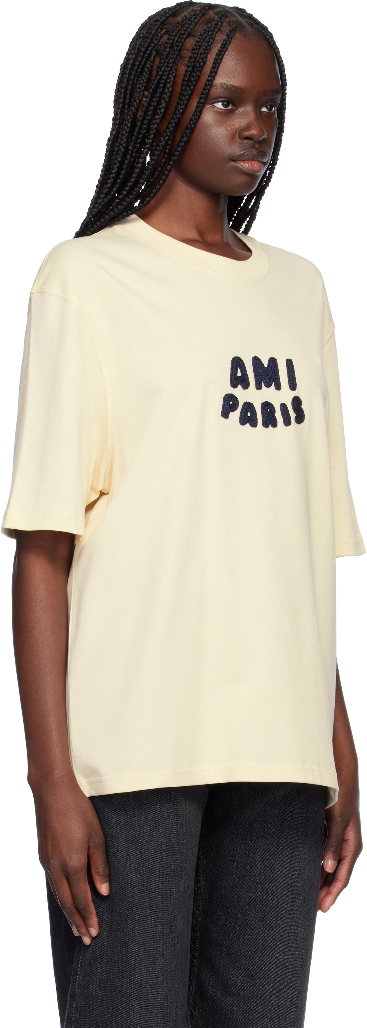 AMI Paris Off-White Cotton 'Ami Paris' Patch T-shirt AMI