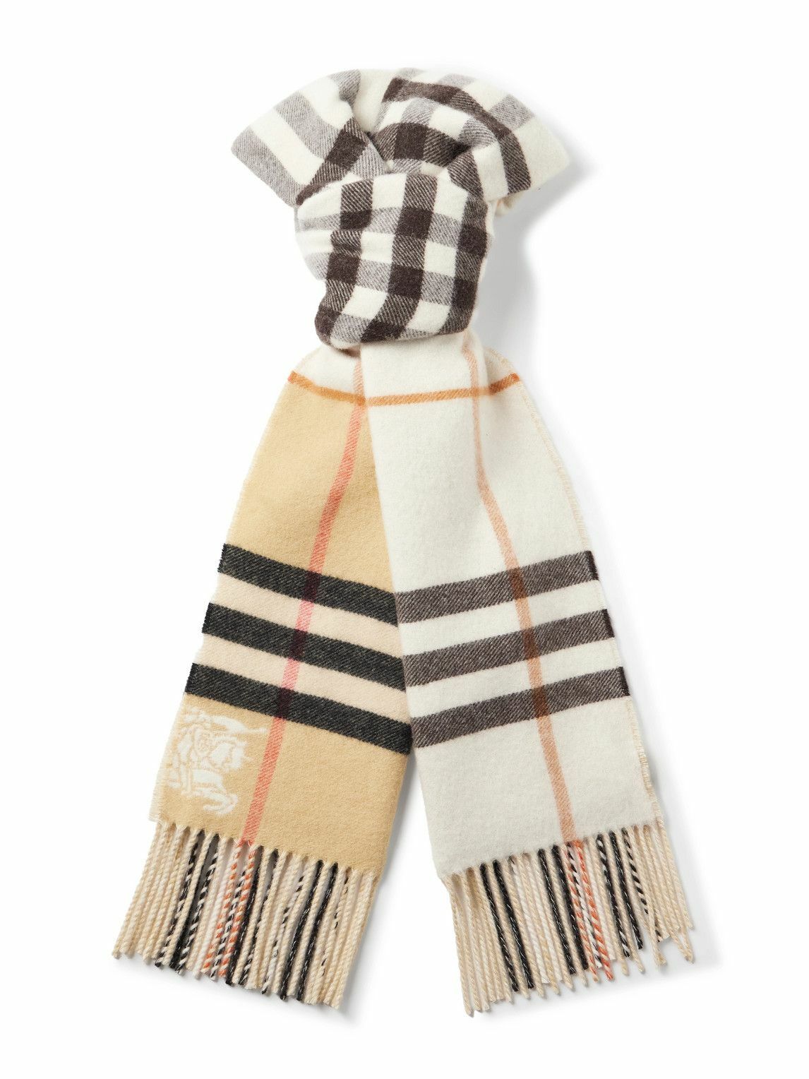 Burberry - Reversible Logo-Embroidered Fringed Cashmere