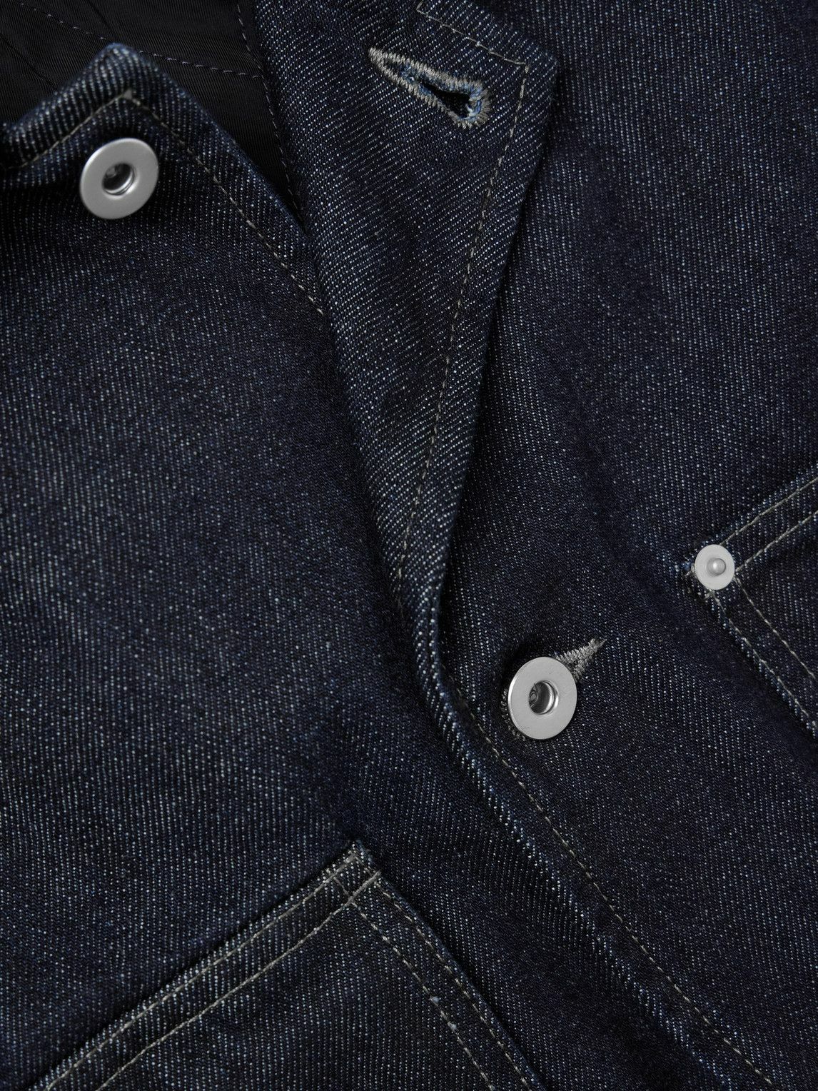 Jil Sander - Oversized Wool Felt-Trimmed Denim Jacket - Blue