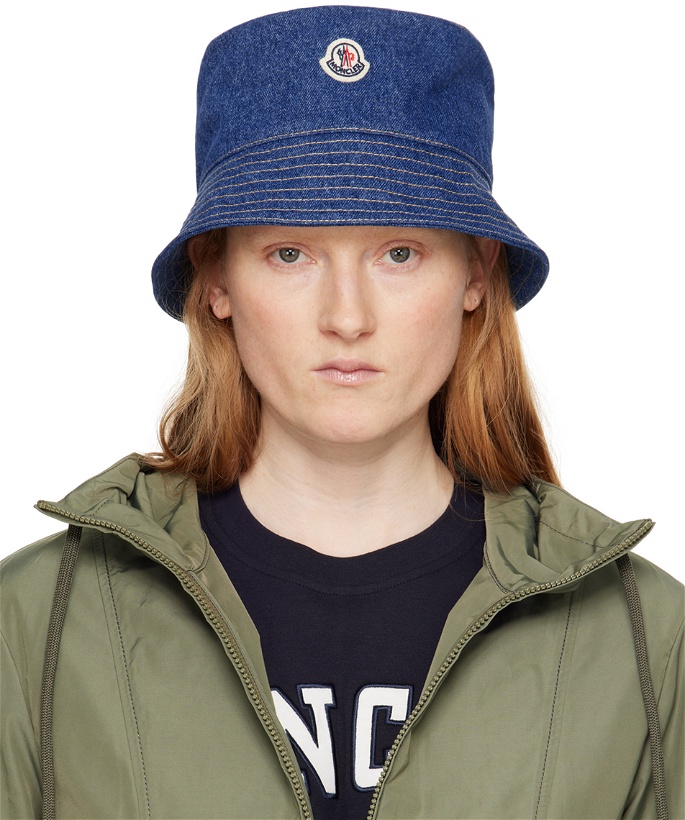 Photo: Moncler Blue Patch Denim Bucket Hat