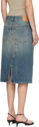 6397 Blue Faded Denim Midi Skirt