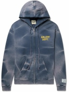 Gallery Dept. - Logo-Print Tie-Dyed Cotton-Jersey Zip-Up Hoodie - Blue