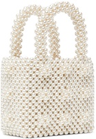 Shrimps White Mini Faux-Pearl Antonia Top Handle Bag