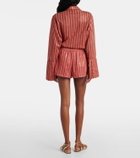 Oséree Striped lamé shorts