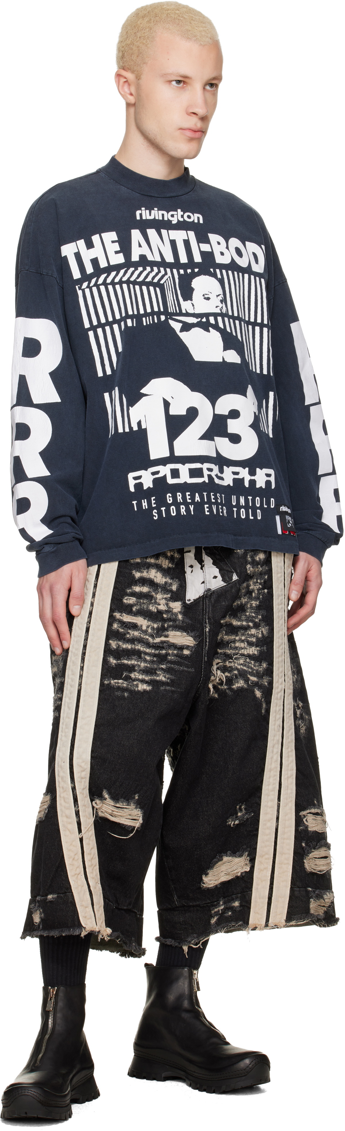Rivington Roi Rebis Black 'The Anti-Body' Vintage Long Sleeve T-shirt