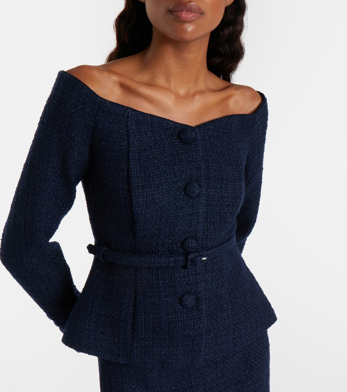 Roland Mouret Off-shoulder bouclé top