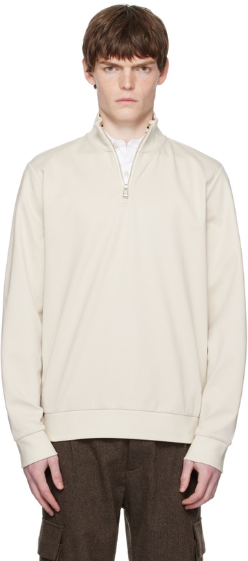 Photo: BOSS Beige Zip-Through Sweatshirt