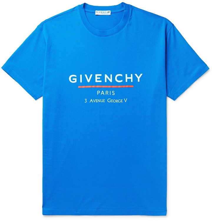 Photo: Givenchy - Oversized Logo-Print Cotton-Jersey T-Shirt - Blue