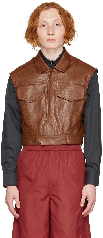 Photo: Situationist Brown Faux-Leather Vest