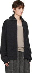 Lanvin Gray Cashmere Zip Cardigan