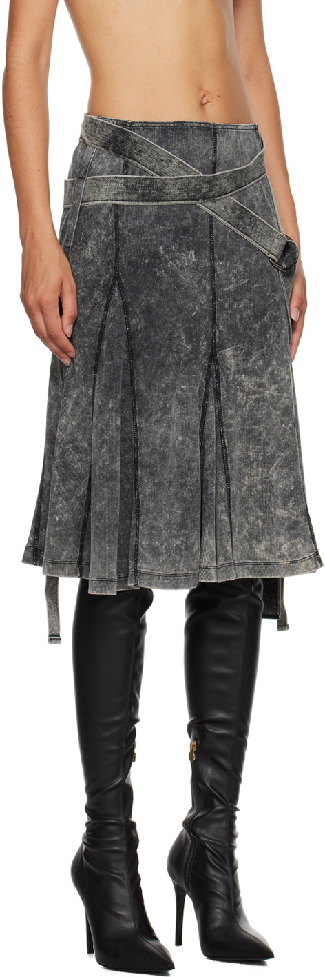 Diesel O-Venus double-belt pleated skirt - Grey