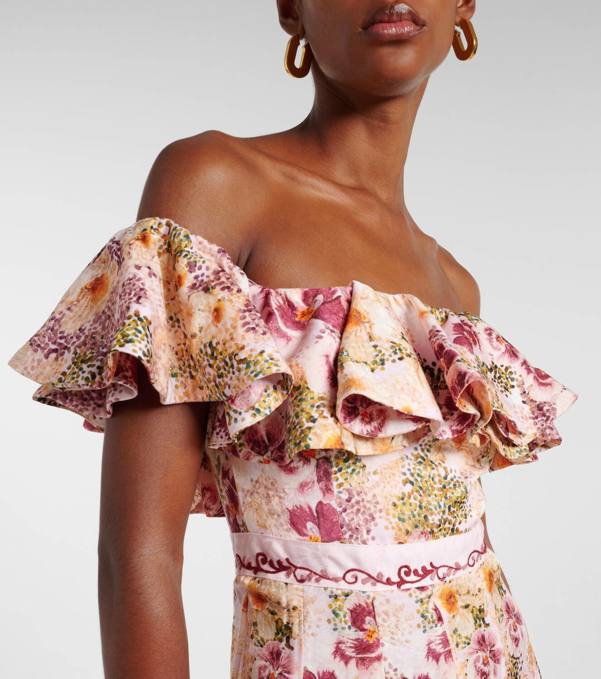 agua by agua bendita off the shoulder dress Agua By Agua Bendita Bisuteria Linen & Silk-Blend Maxi Dress