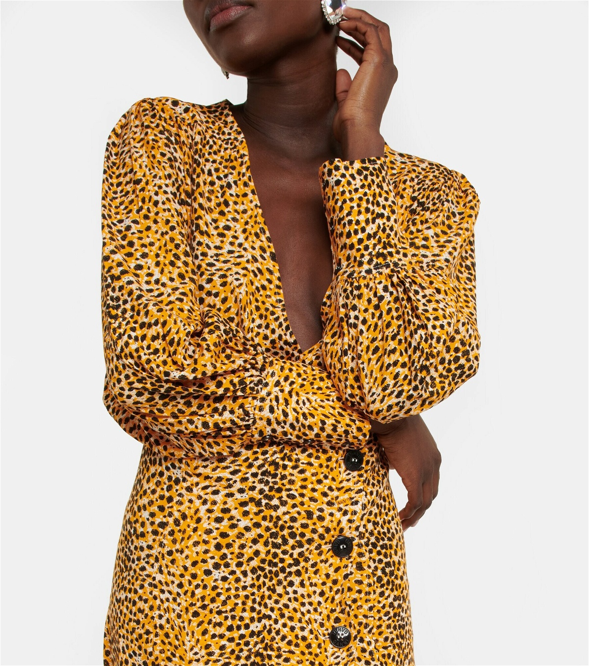 Ganni - Leopard-print crêpe midi dress GANNI