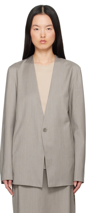 Photo: Gabriela Coll Garments Gray No.63 Summer Wool Folded Blazer