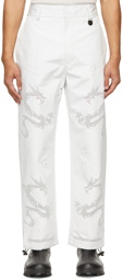 Xander Zhou White Dragon Trousers