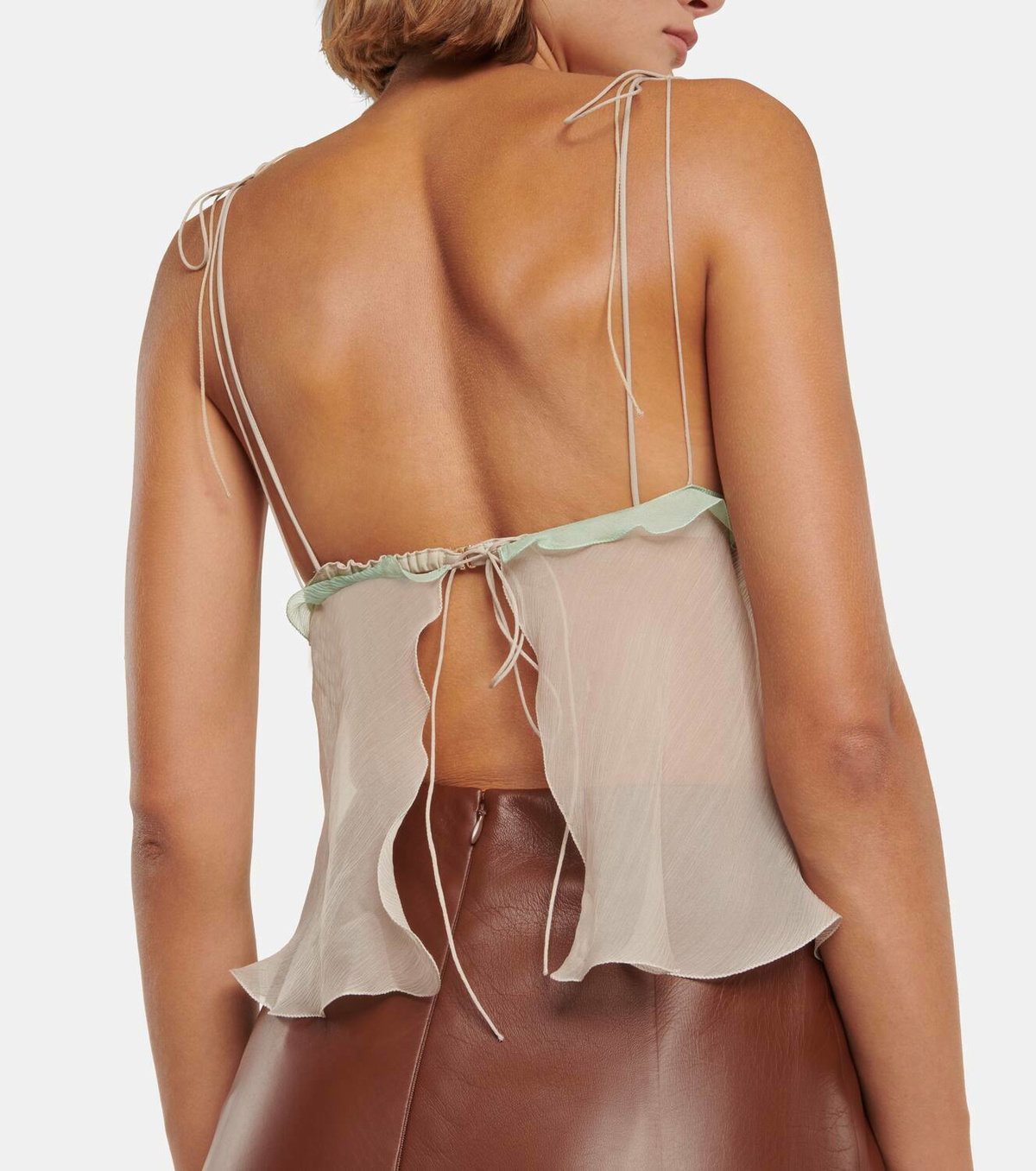 Fendi Sheer ruffled silk chiffon top