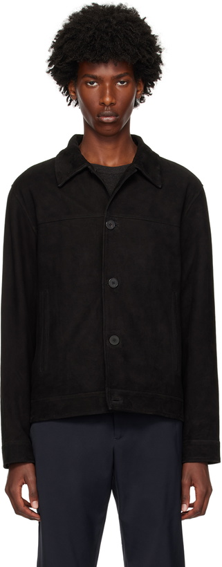 Photo: Theory Black Amos Leather Jacket