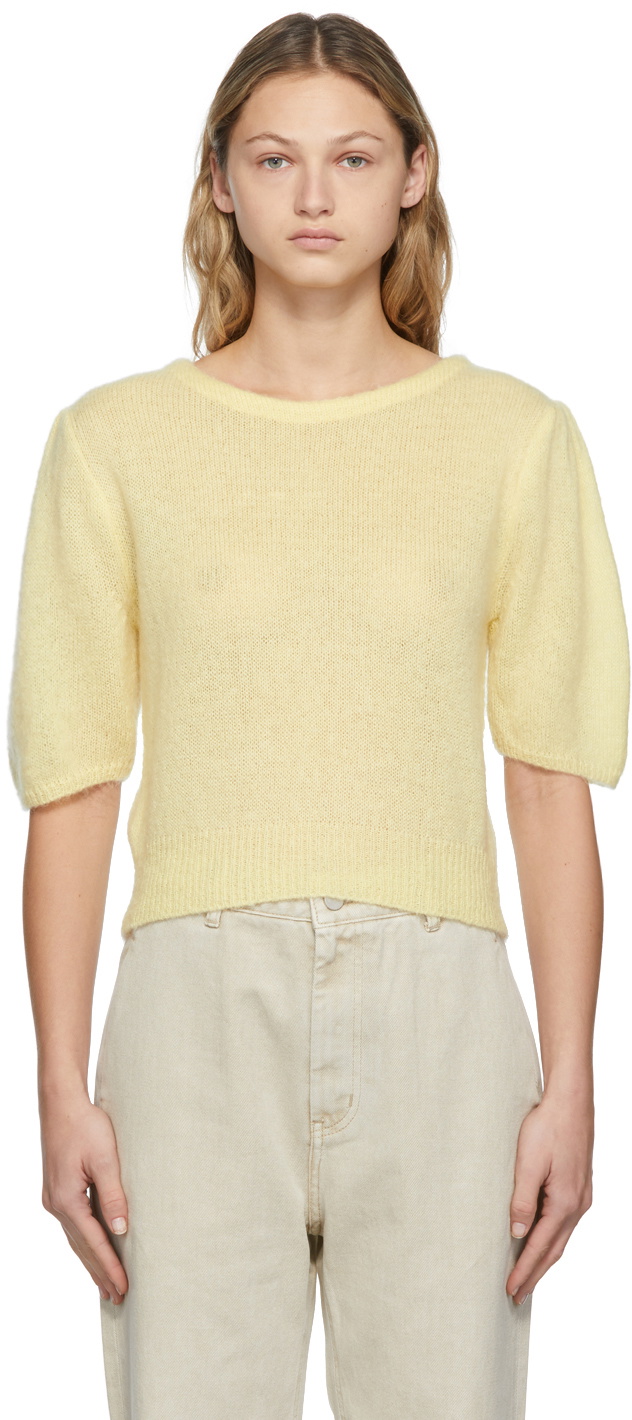 AMOMENTO Yellow Balloon Sleeve Pullover AMOMENTO