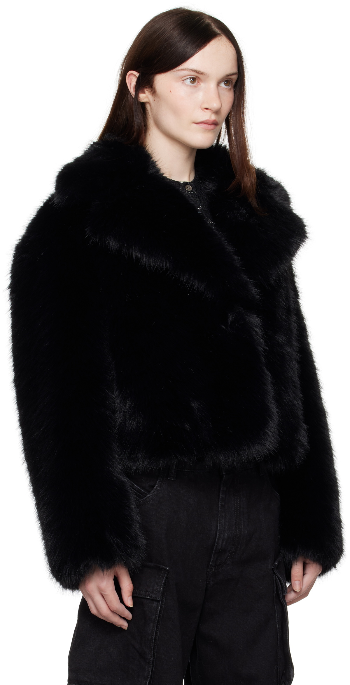 Stand Studio Black Samara Faux-Fur Jacket