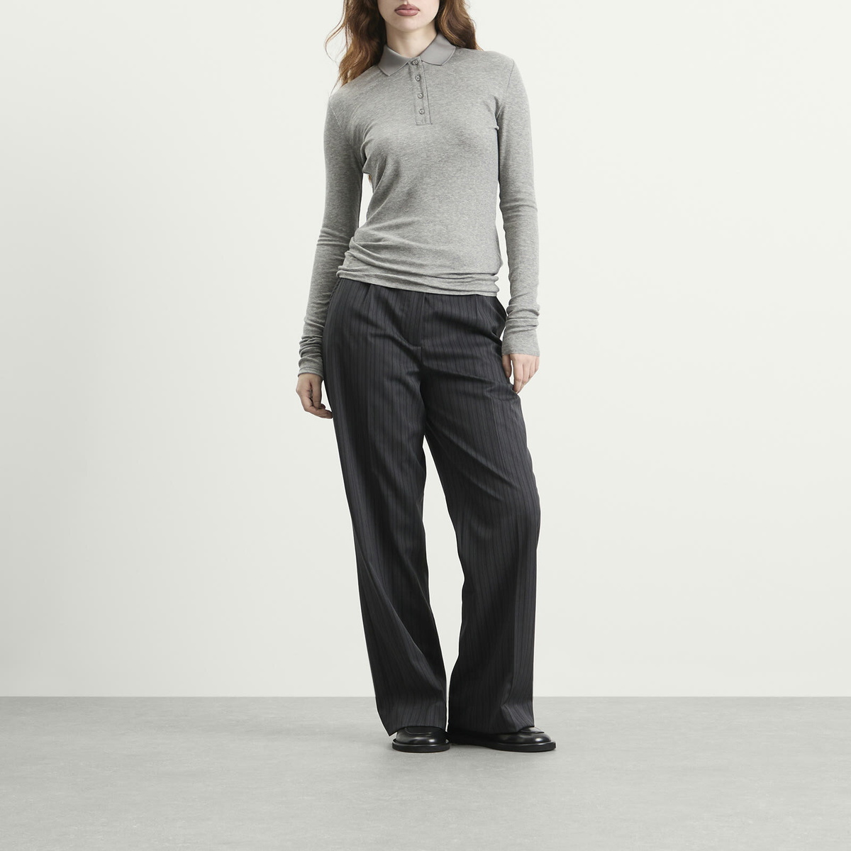 mfpen Women's Primary Trousers in Wide Grey Double Stripe