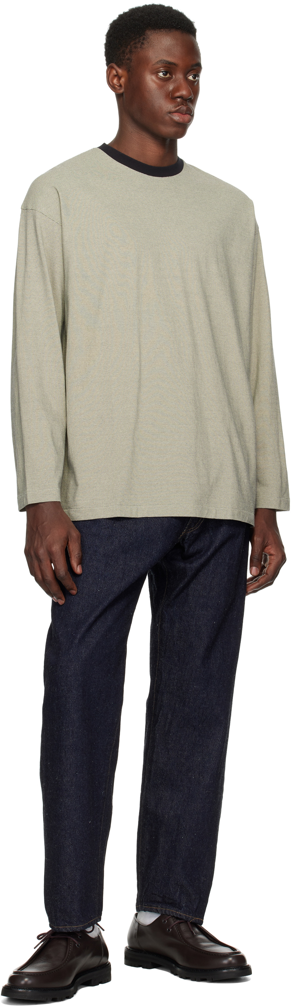 KAPTAIN SUNSHINE Gray Hard Twisted Stripe Jersey T-shirt