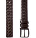 Bottega Veneta - 3cm Dark-Brown Intrecciato Leather Belt - Men - Brown