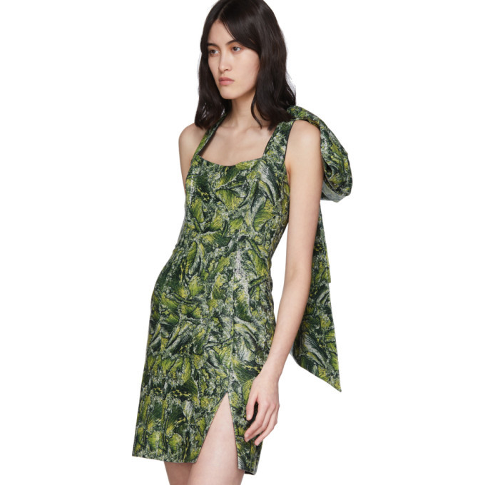 halpern green dress Adrianna Papell Metallic Blouson Halter Mini Dress main image 1