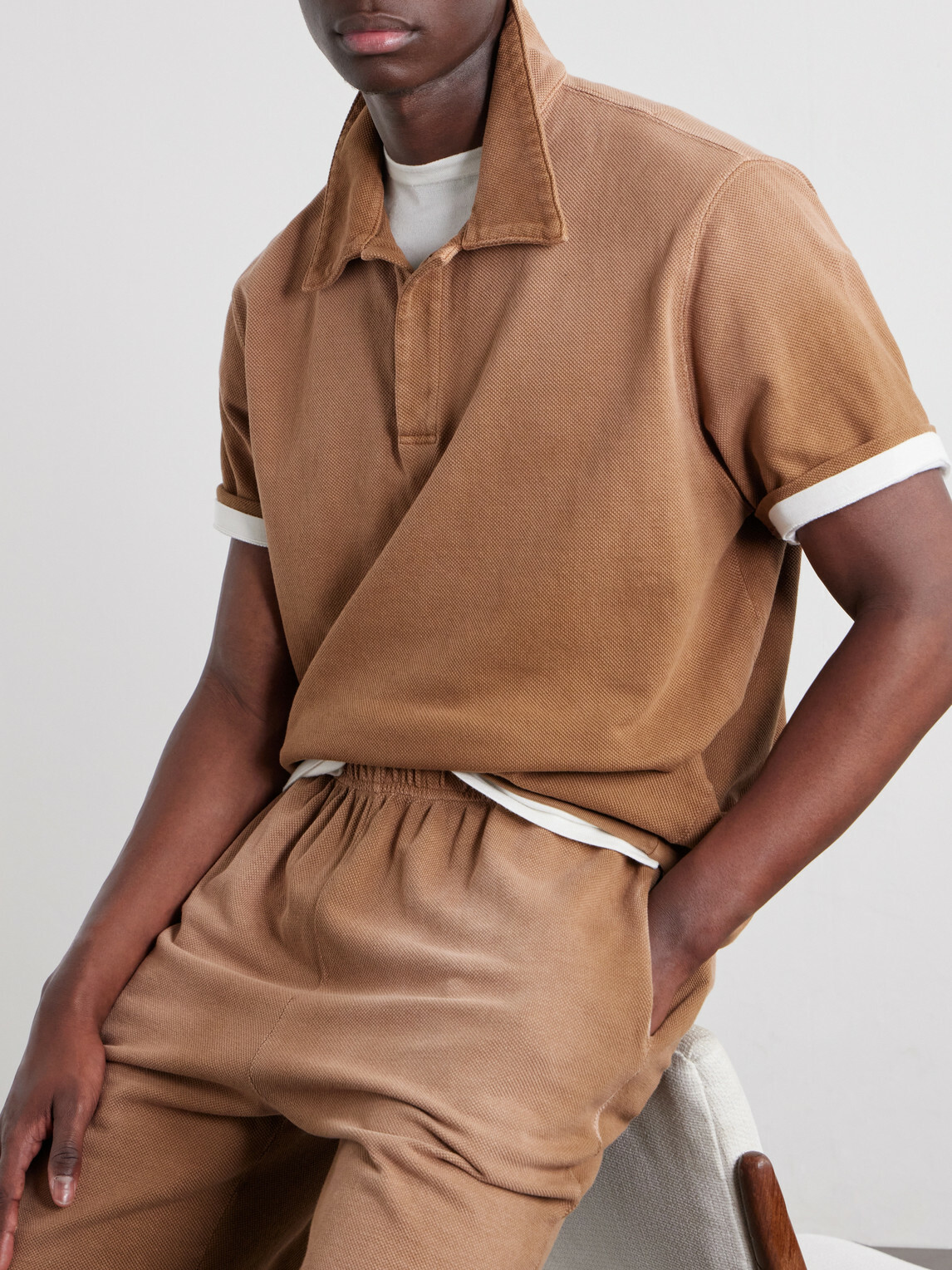 Les Tien - Cotton-Piqué Tennis-Polo - Brown