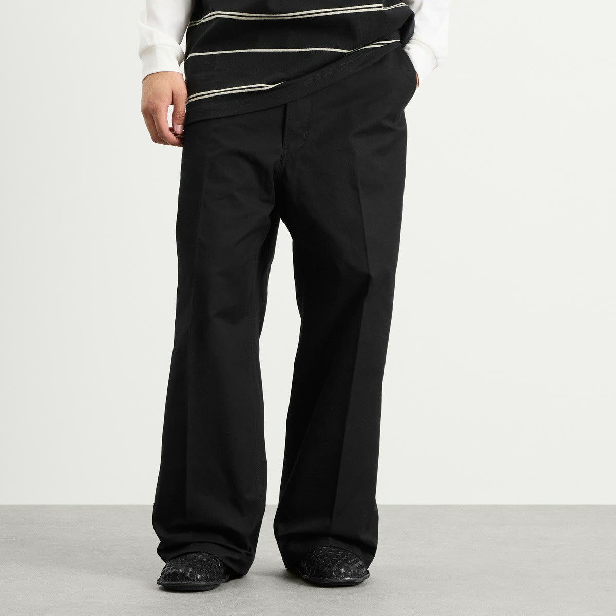 Comme des Garçons Homme Men's Cotton Oxford Straight Trousers in Black