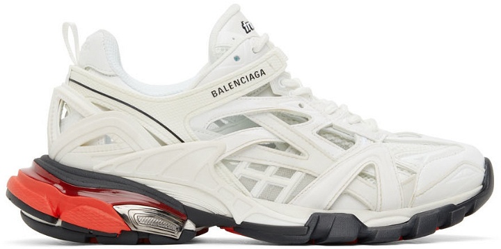 Photo: Balenciaga White & Red Track.2 Open Sneakers