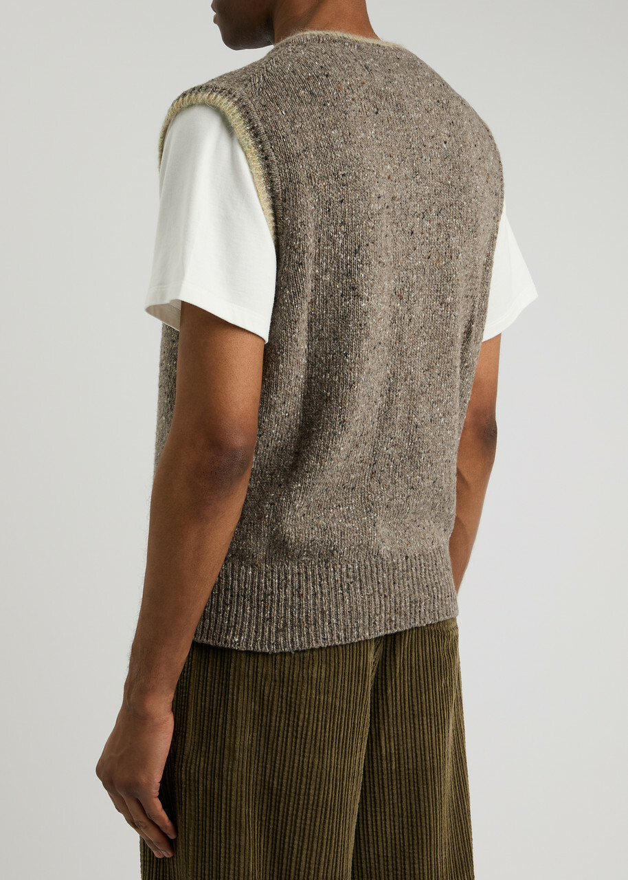 Erl Logo-intarsia Wool-blend Vest Grey