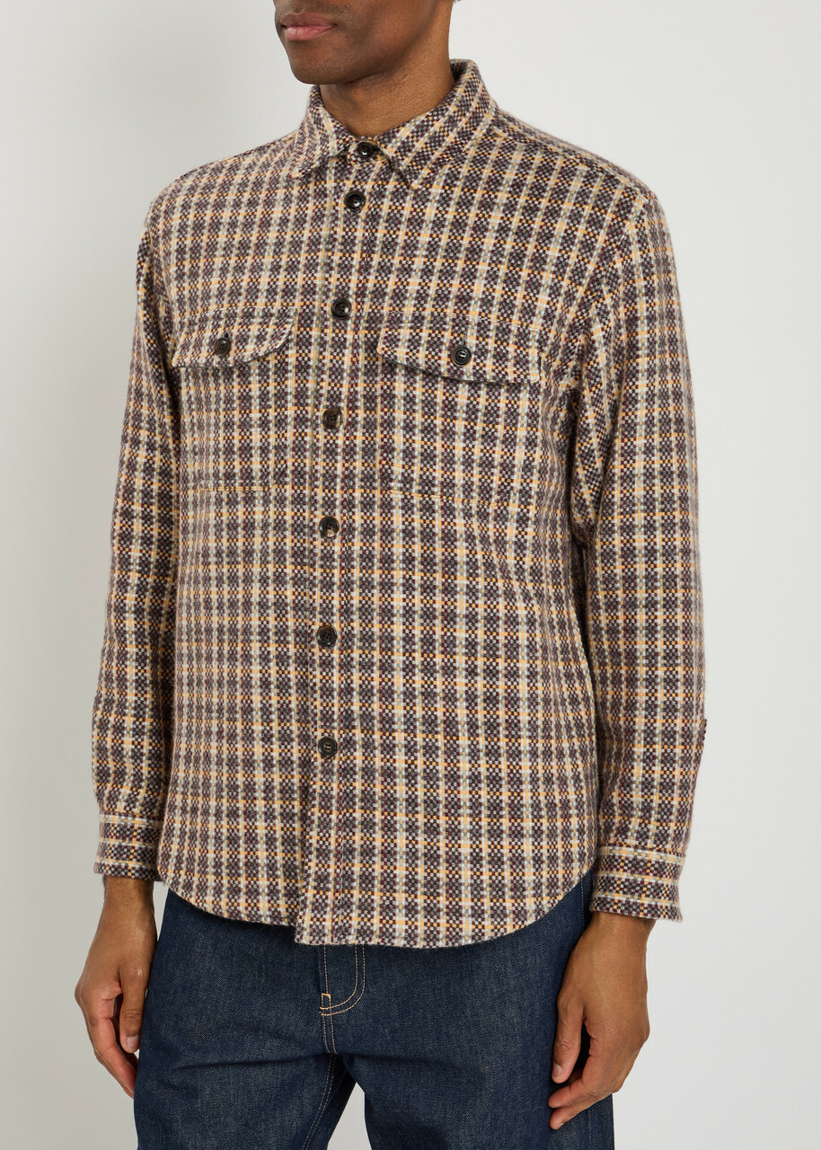 Vowels Checked Wool and Mohair-blend Overshirt Multicoloured