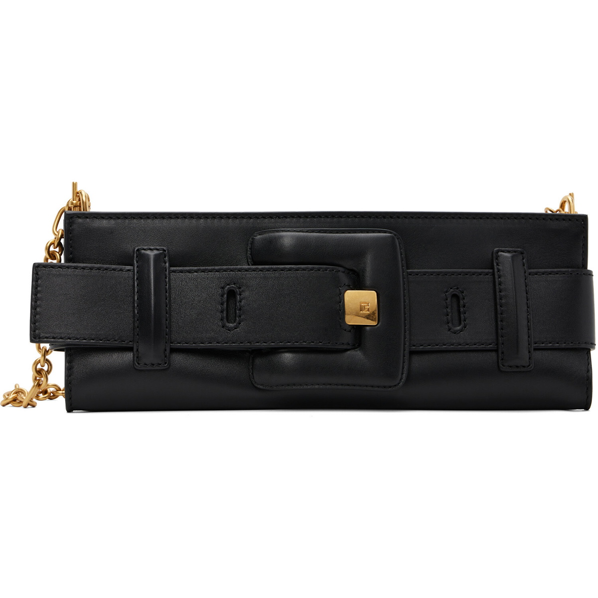 BALMAIN Black Anthem Smooth Leather Clutch