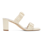 Staud Beige Nappa Frankie Ruched Heeled Sandals