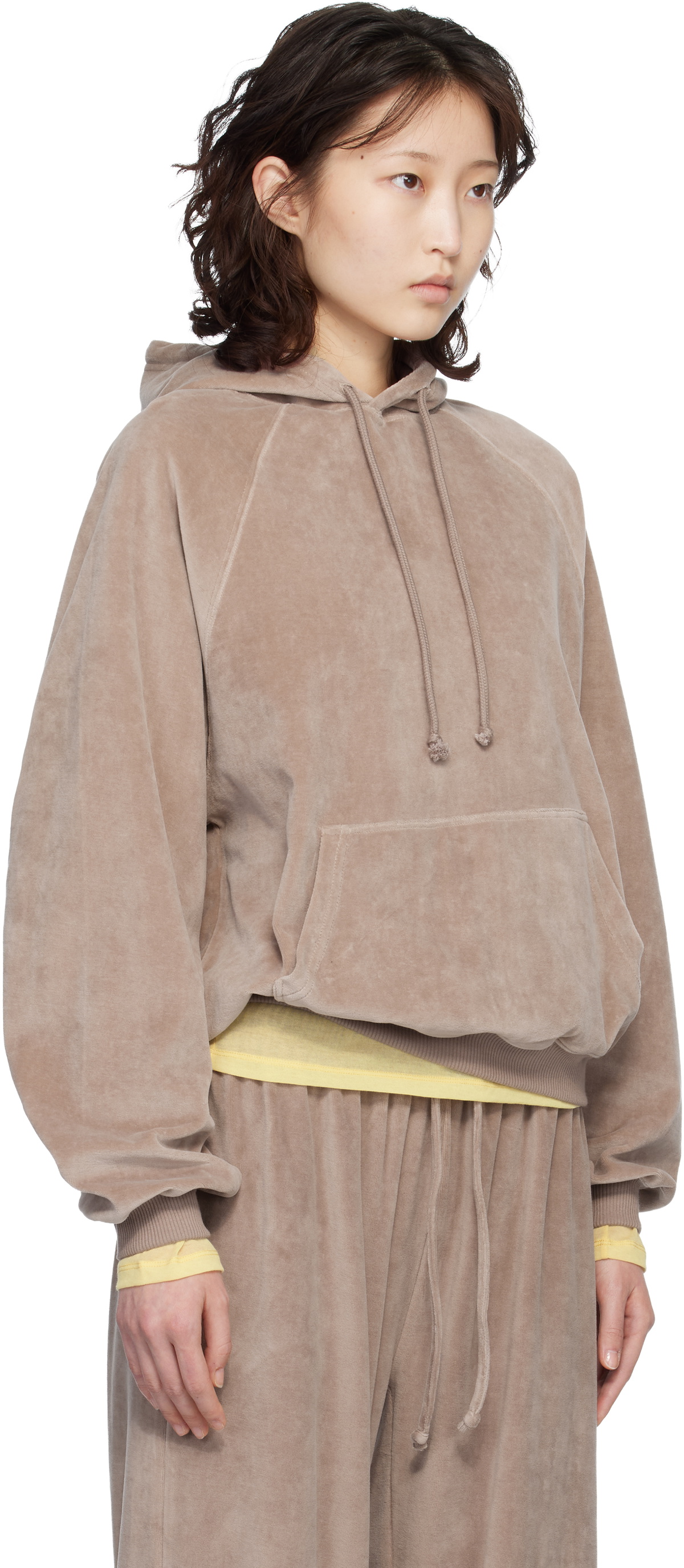 Baserange Taupe Rim Raglan Hoodie