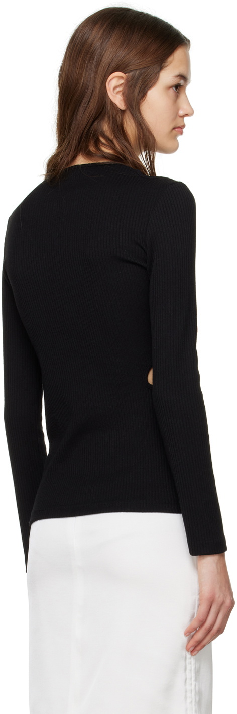J KOO Black Cutout Long Sleeve T-Shirt