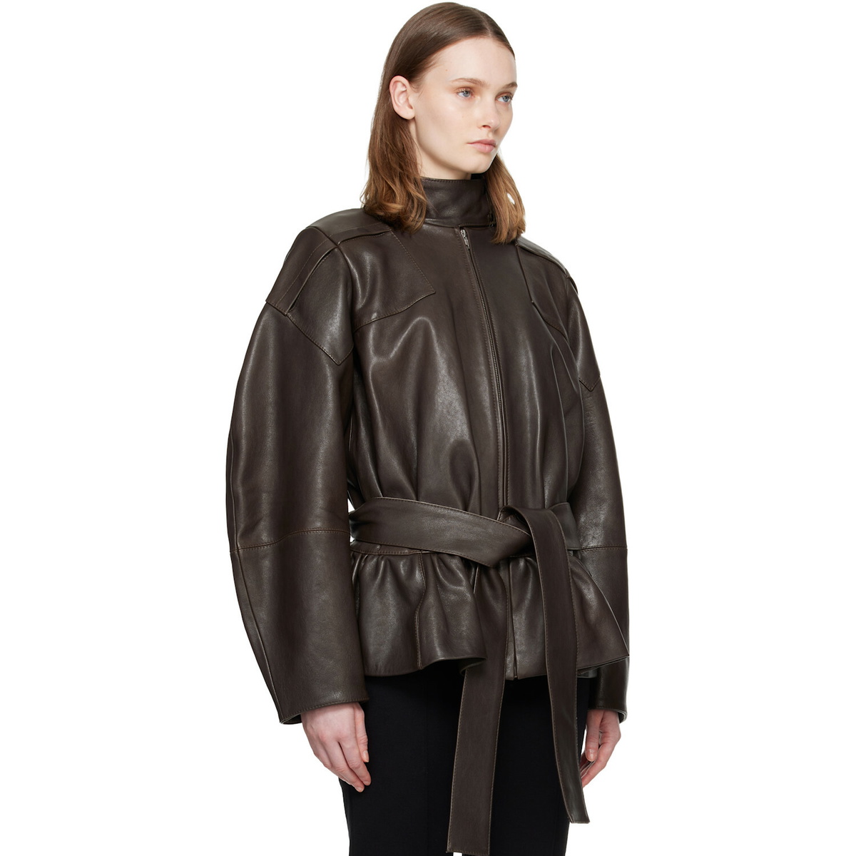 FIDAN NOVRUZOVA Khaki Julia Leather Jacket