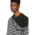 Juun.J Navy and White Striped Underlay Sweatshirt
