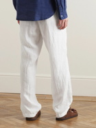 James Perse - Straight-Leg Garment-Dyed Linen Drawstring Trousers - White