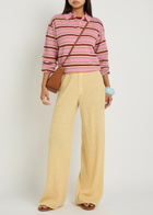 Guest In Residence Collegiate Striped Cashmere Polo top Pink