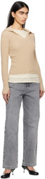 mfpen Beige Open Placket Polo