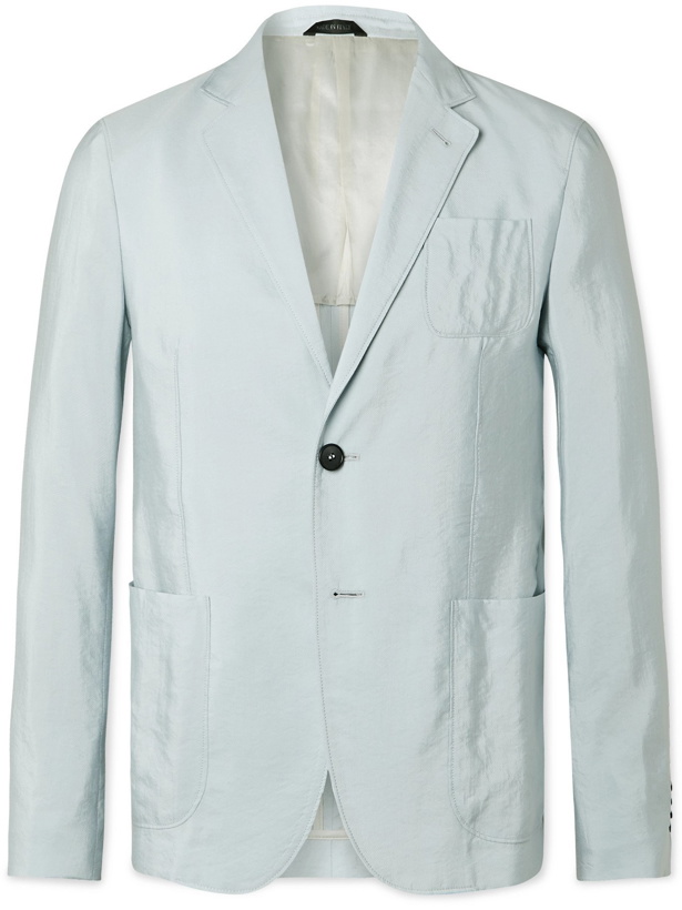 Photo: GIORGIO ARMANI - Slim-Fit Silk-Blend Twill Suit Jacket - Blue