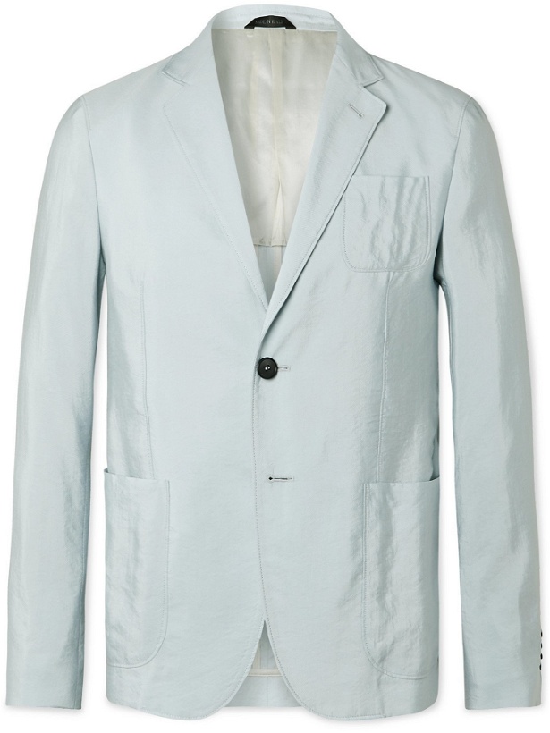 Photo: GIORGIO ARMANI - Slim-Fit Silk-Blend Twill Suit Jacket - Blue
