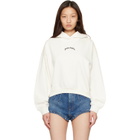 Palm Angels Off-White Curved Logo Loose Crop Hoodie