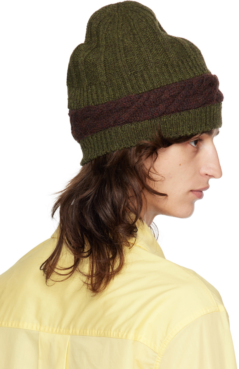 Edward Cuming Green & Burgundy Aaron Knit Beanie