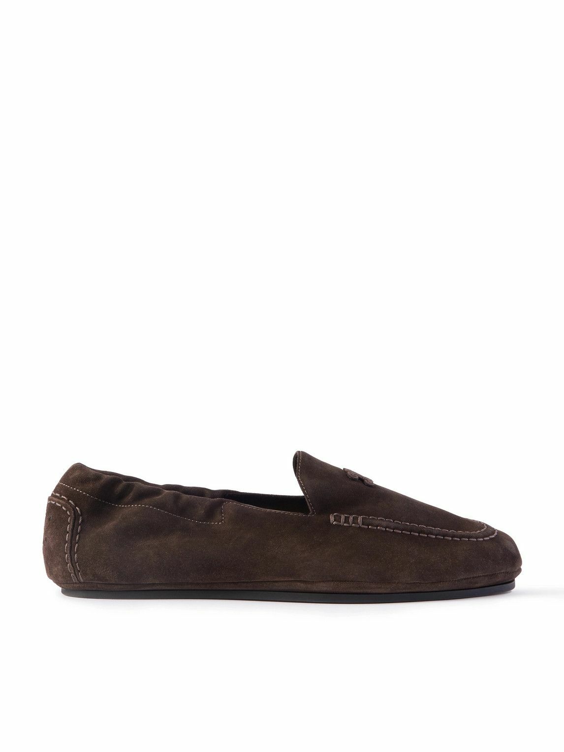 CELINE - Logo-Appliquéd Suede Loafers - Brown