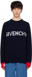Givenchy Navy Jacquard Sweater